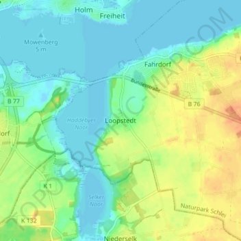 Mappa topografica Loopstedt, altitudine, rilievo
