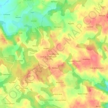 Mappa topografica La Villeneuve, altitudine, rilievo
