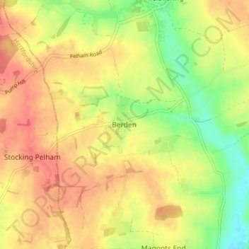 Mappa topografica Berden, altitudine, rilievo