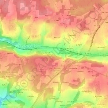 Mappa topografica La Madeleine, altitudine, rilievo