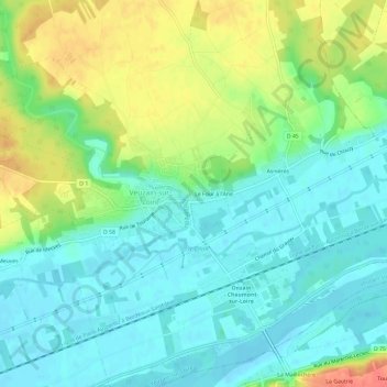Mappa topografica Le Pont d'Ouchet, altitudine, rilievo