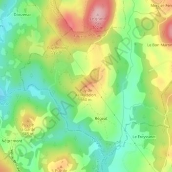 Mappa topografica Puy de la Madelon, altitudine, rilievo