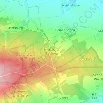 Mappa topografica Ettersberg-Siedlung, altitudine, rilievo