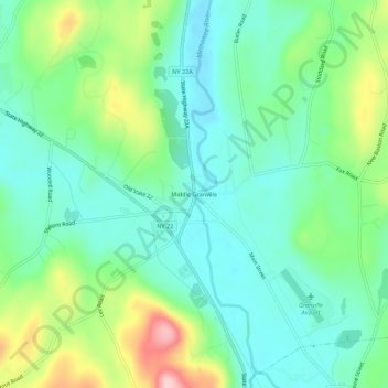 Mappa topografica Middle Granville, altitudine, rilievo