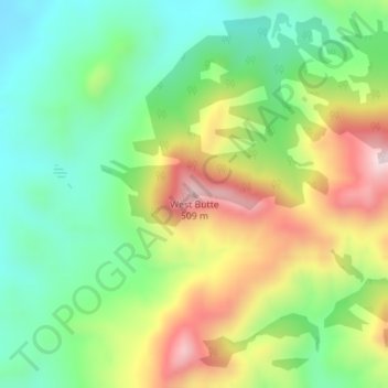 Mappa topografica West Butte, altitudine, rilievo