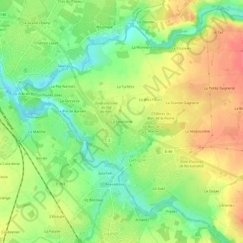 Mappa topografica La Fournerie, altitudine, rilievo