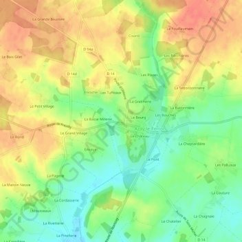 Mappa topografica La Jaunay, altitudine, rilievo