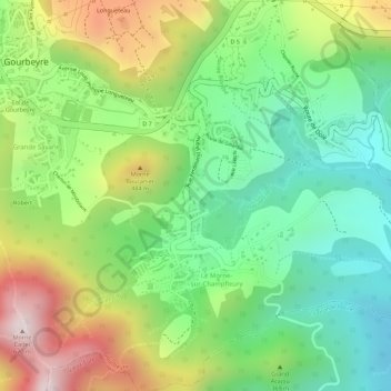 Mappa topografica ChampFleury, altitudine, rilievo