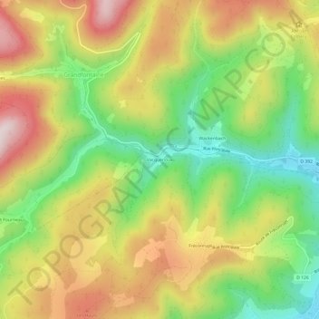 Mappa topografica Vacquenoux, altitudine, rilievo