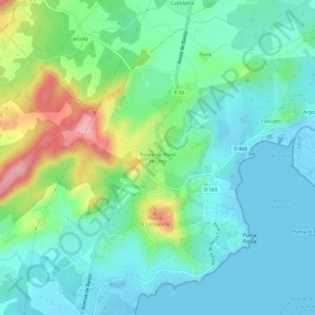 Mappa topografica Trinité de Porto Vecchio, altitudine, rilievo