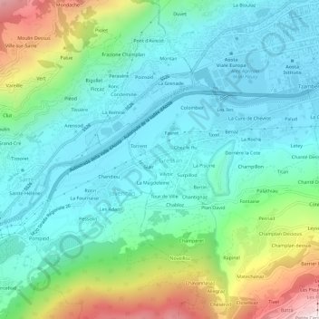 Mappa topografica La Combaz, altitudine, rilievo