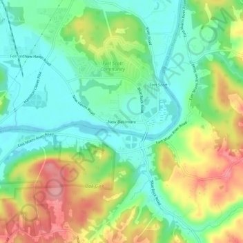 Mappa topografica New Baltimore, altitudine, rilievo