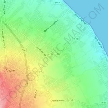 Mappa topografica Secteur Rio, altitudine, rilievo