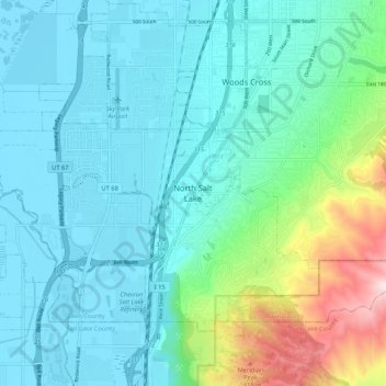 Mappa topografica North Salt Lake, altitudine, rilievo