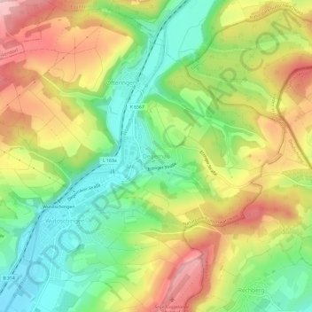 Mappa topografica Degernau, altitudine, rilievo