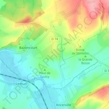 Mappa topografica Vaucremont, altitudine, rilievo