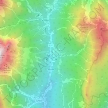 Mappa topografica Dordolla, altitudine, rilievo