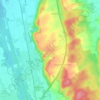 Mappa topografica Illereichen, altitudine, rilievo