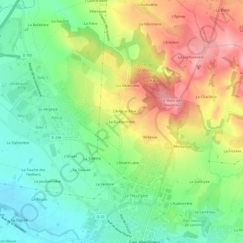 Mappa topografica La Guillaumière, altitudine, rilievo