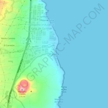 Mappa topografica El Socorro, altitudine, rilievo