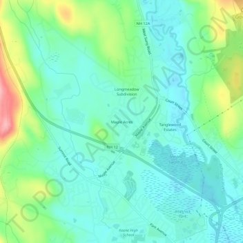Mappa topografica Maple Acres, altitudine, rilievo