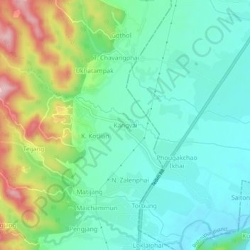 Mappa topografica Kangvai, altitudine, rilievo