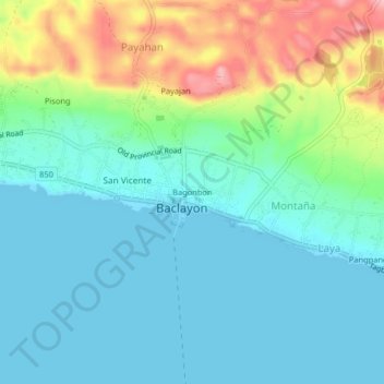 Mappa topografica Bagonbon, altitudine, rilievo