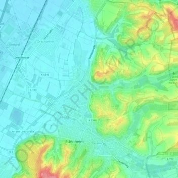 Mappa topografica Altdorf, altitudine, rilievo