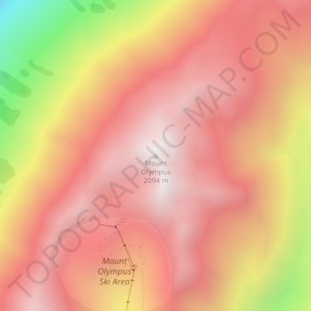 Mappa topografica Mount Olympus, altitudine, rilievo