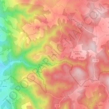 Mappa topografica Piegut, altitudine, rilievo