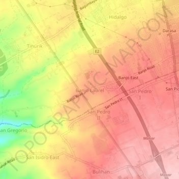 Mappa topografica Banjo Laurel, altitudine, rilievo