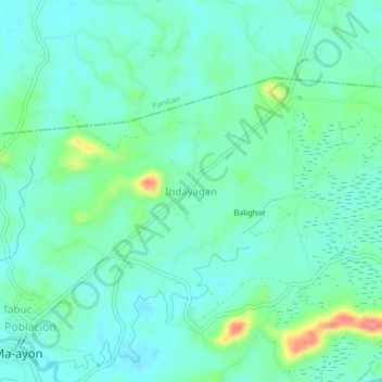 Mappa topografica Indayagan, altitudine, rilievo