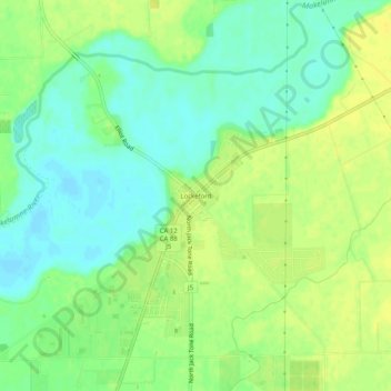 Mappa topografica Lockeford, altitudine, rilievo