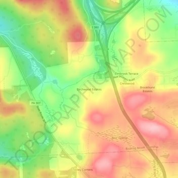 Mappa topografica Birchwood Estates, altitudine, rilievo