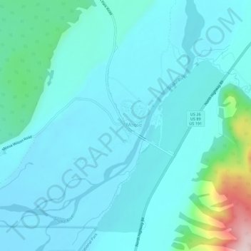 Mappa topografica Moose, altitudine, rilievo