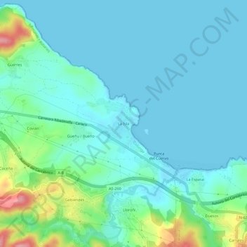 Mappa topografica La Isla, altitudine, rilievo