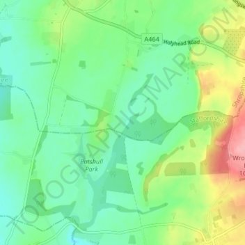 Mappa topografica Wildicote, altitudine, rilievo