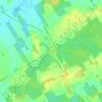 Mappa topografica Newington, altitudine, rilievo