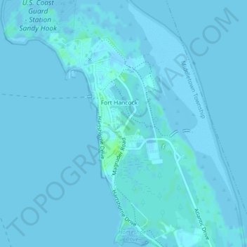 Mappa topografica Sandy Hook Lighthouse, altitudine, rilievo