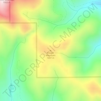 Mappa topografica Cougar Mountain, altitudine, rilievo