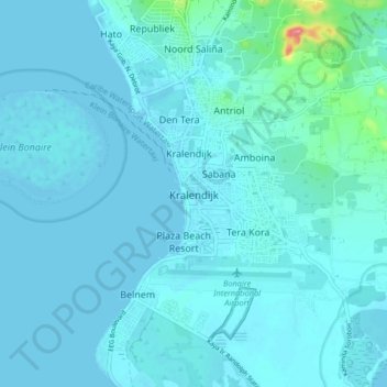 Mappa topografica Kralendijk, altitudine, rilievo