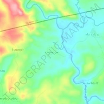 Mappa topografica Kinalangan, altitudine, rilievo
