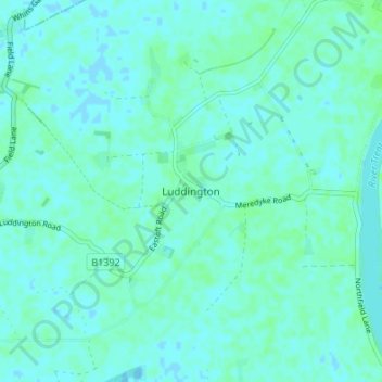 Mappa topografica Luddington, altitudine, rilievo