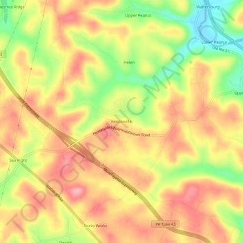 Mappa topografica Keisterville, altitudine, rilievo