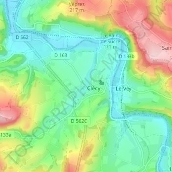Mappa topografica Le Poncet, altitudine, rilievo