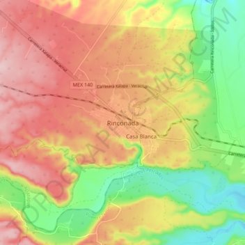 Mappa topografica Rinconada, altitudine, rilievo
