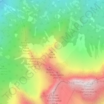 Mappa topografica Stuhl, altitudine, rilievo