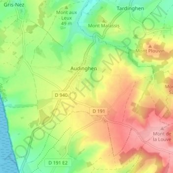 Mappa topografica Todincthun, altitudine, rilievo