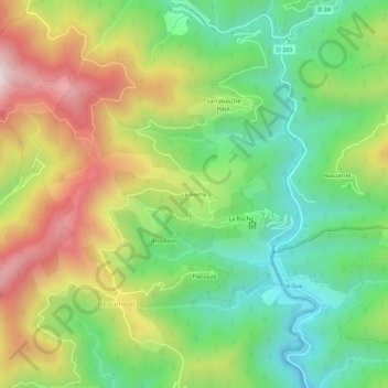 Mappa topografica La Roche, altitudine, rilievo