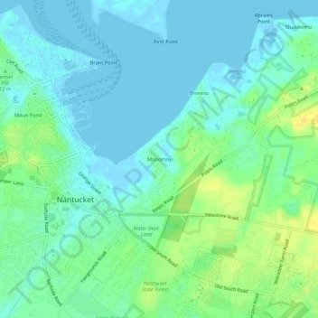 Mappa topografica Monomoy, altitudine, rilievo